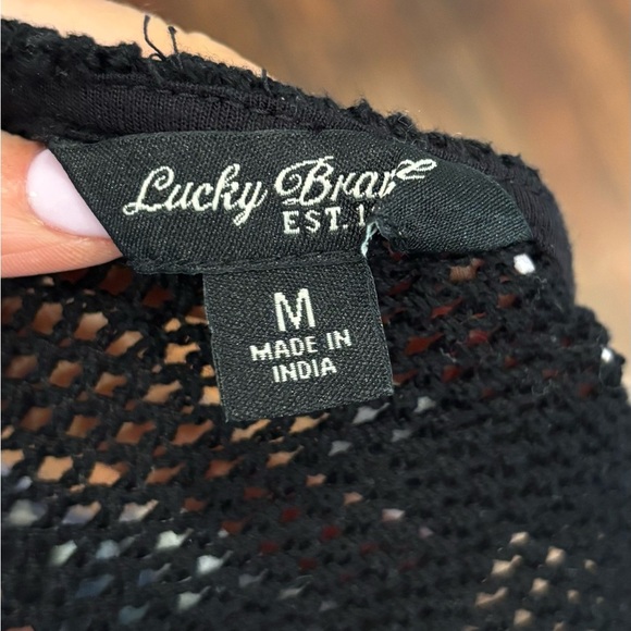 Lucky Brand Aztec Crochet Strap Maxi Dress With Tie Waist Tassels Sz medium - Picture 4 of 13